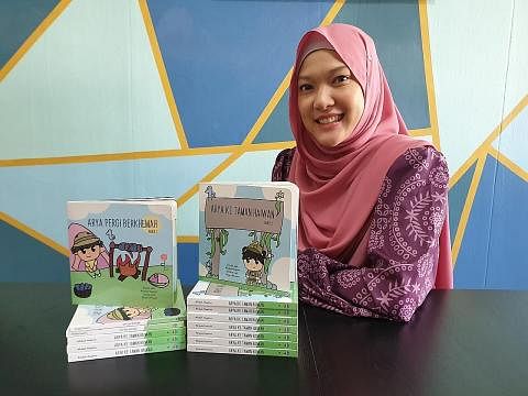 HASIL BUKU: Cik Nur Afidah Meor Hashim menerbitkan Siri Buku Arya bagi membantu ibu bapa serta para pendidik memperkenalkan bahasa Melayu kepada anak-anak dan para pelajar mereka. - Foto ihsan NUR AFIDAH MEOR HASHIM