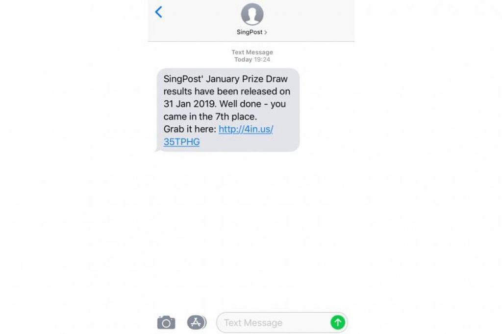 SingPost warns against fake 'lucky draw' messages from scammers