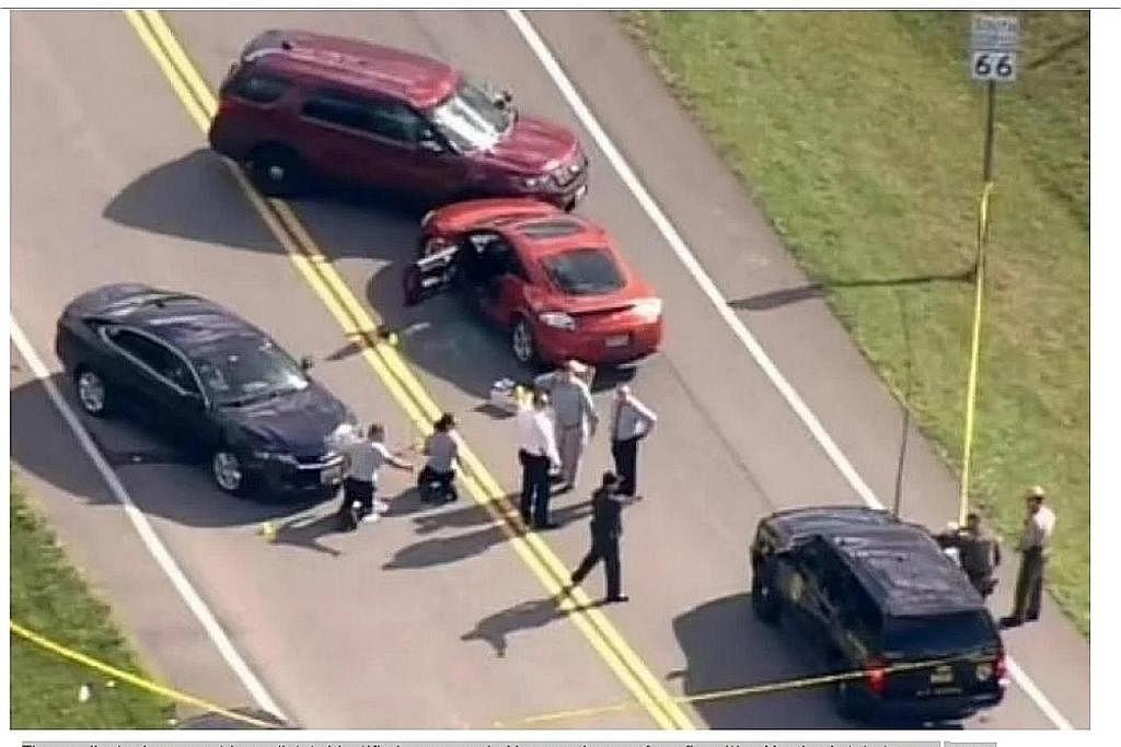 BERJAYA DITAHAN: Suspek ditangkap dan dilaporkan cedera selepas berbalas tembakan dengan polis di Maryland. - Foto SCHENGENSTORY/TWITTER