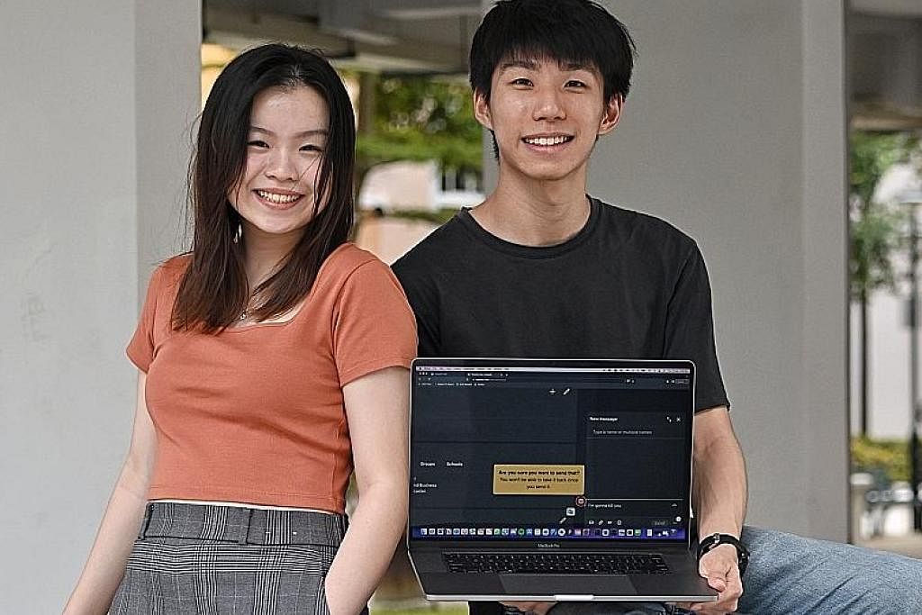BERDASARKAN KONTEKS SINGAPURA: Cik Jamie Yau dan Encik Timothy Liau merupakan pengasas bersama sekumpulan pelajar dan penyelidik yang membangunkan sistem Empathly (gambar sisipan) bagi mengesan mesej dalam talian yang berbaur perkauman, seksis dan ke